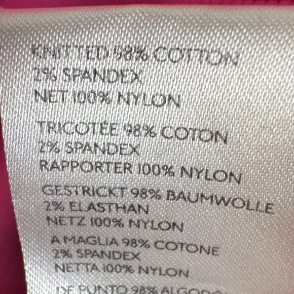 Anthropolgie Maeve Bright Pink Ribbed Top Sheer Ruffled Sleeves Size MP Barbie - Picture 8 of 8